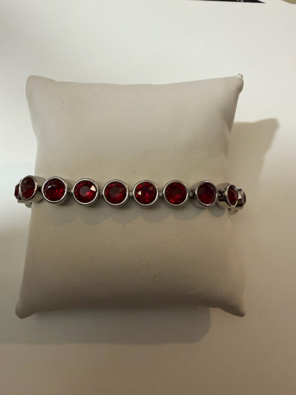 Touchstone Crystal Red Round Crystal Link Bracelet